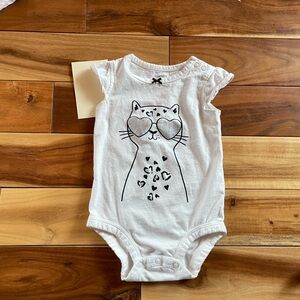 White Cat Print Kids One Piece